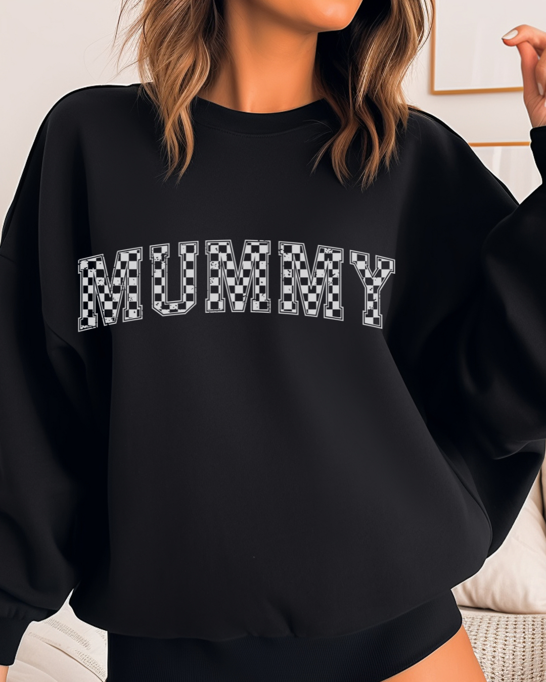 MUMMY Checkered Sweatshirt – Classic, Cool, Comfy