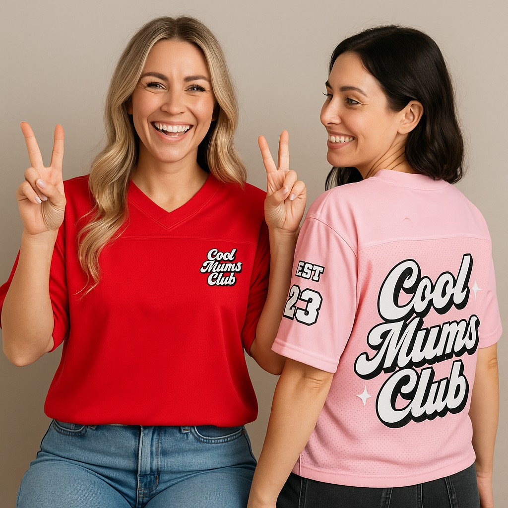Cool Mums Club Boxy Football Jersey - Red
