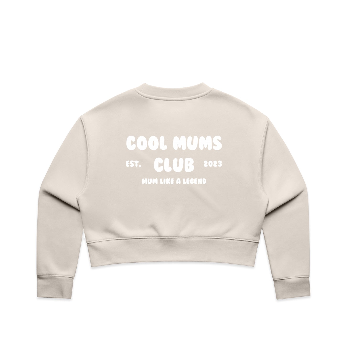 Mum Like A Legend Relax Crop Crew – Bone/Black with White Logo
