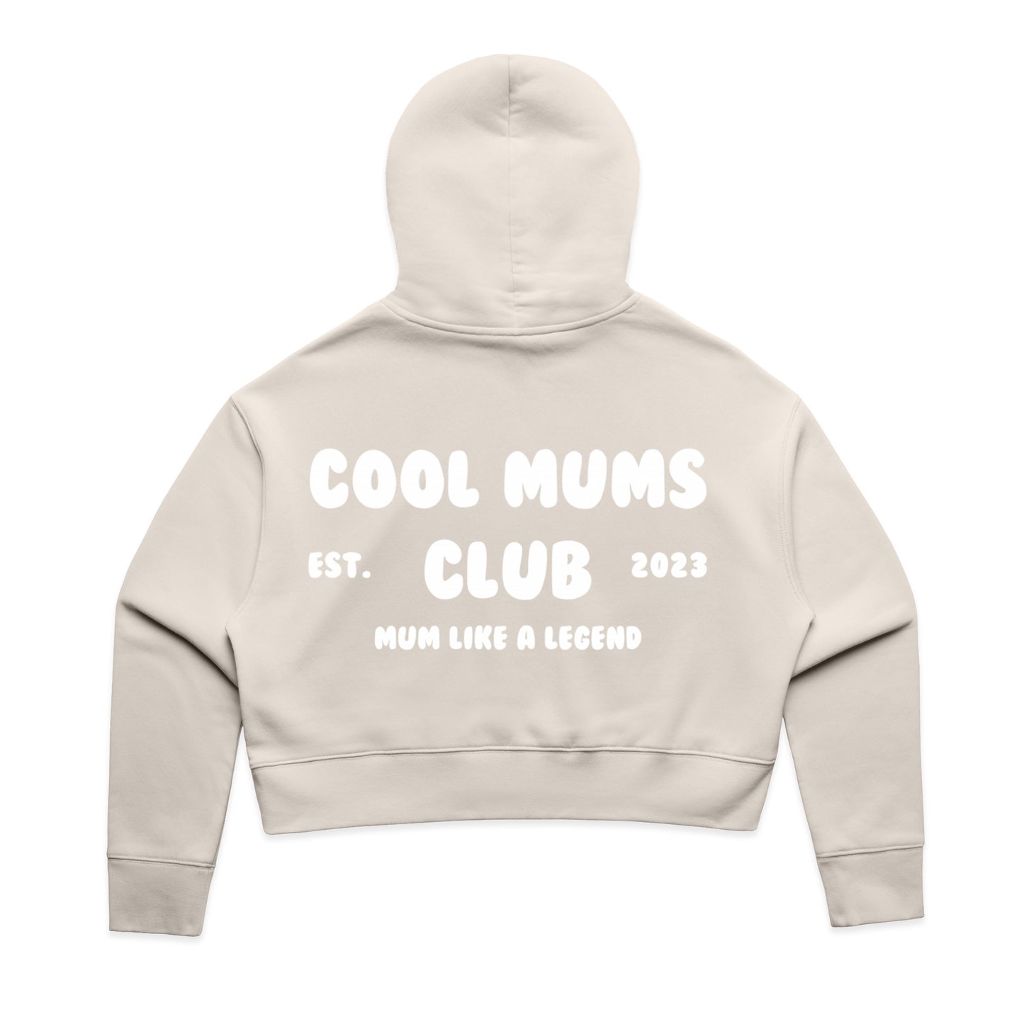 Mum Like A Legend Relax Crop Hood – Bone/Black with White Logo
