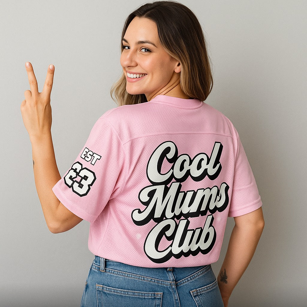 Cool Mums Club Boxy Football Jersey - Pink