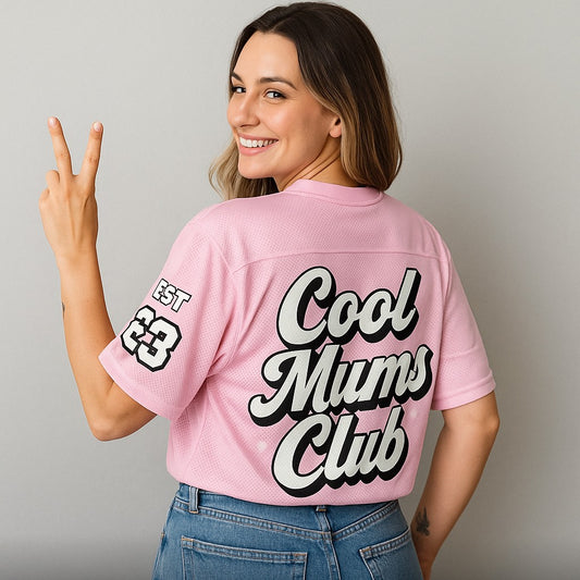 Cool Mums Club Boxy Football Jersey - Pink