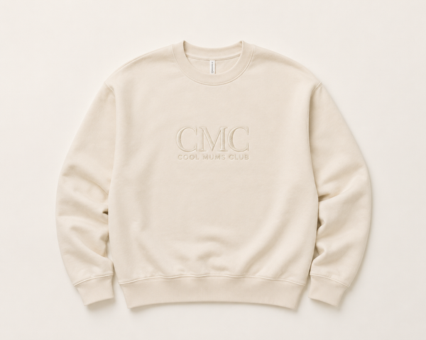 CMC Monogram Crew Sweatshirt — Tonal Logo Ecru/Ecru