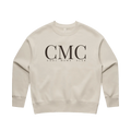 Bone crew sweatshirt with Espresso CMC monogram logo front print