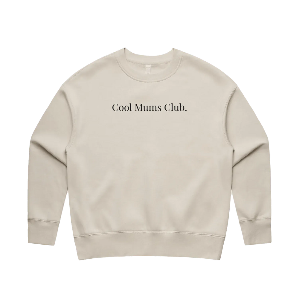 Classic Logo Crew Sweatshirt with Soft Black logo in Bone by Cool Mums Club