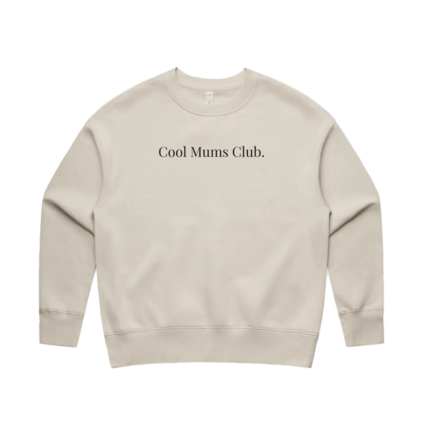 Classic Logo Crew Sweatshirt with Soft Black logo in Bone by Cool Mums Club