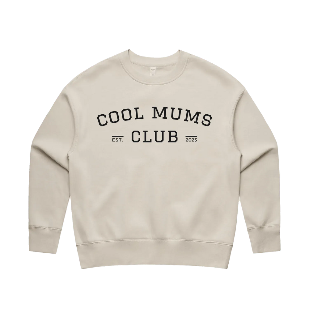 Varsity Logo Crew Sweatshirt with Soft Black chest logo in Bone
