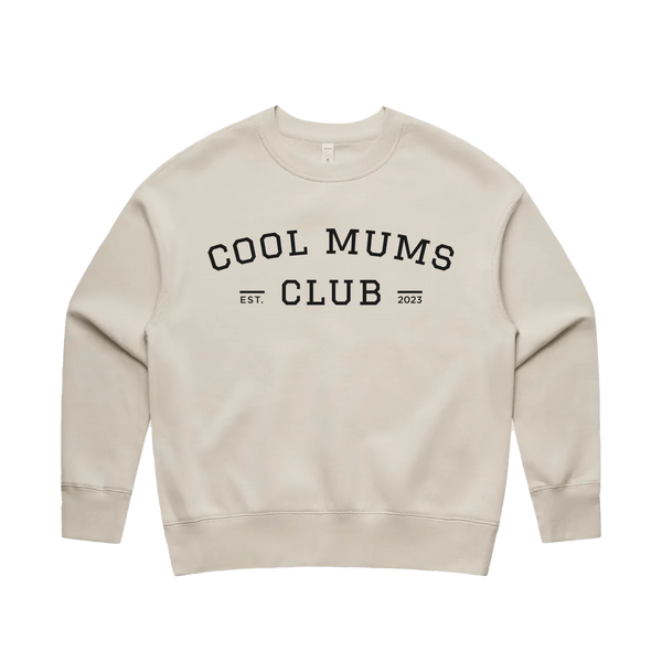 Varsity Logo Crew Sweatshirt with Soft Black chest logo in Bone