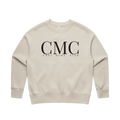 Neutral oversized crew sweatshirt with logo detail