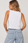 Back of white CMC Crop Tank