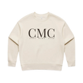 Ecru crew sweatshirt with Espresso CMC monogram logo front print