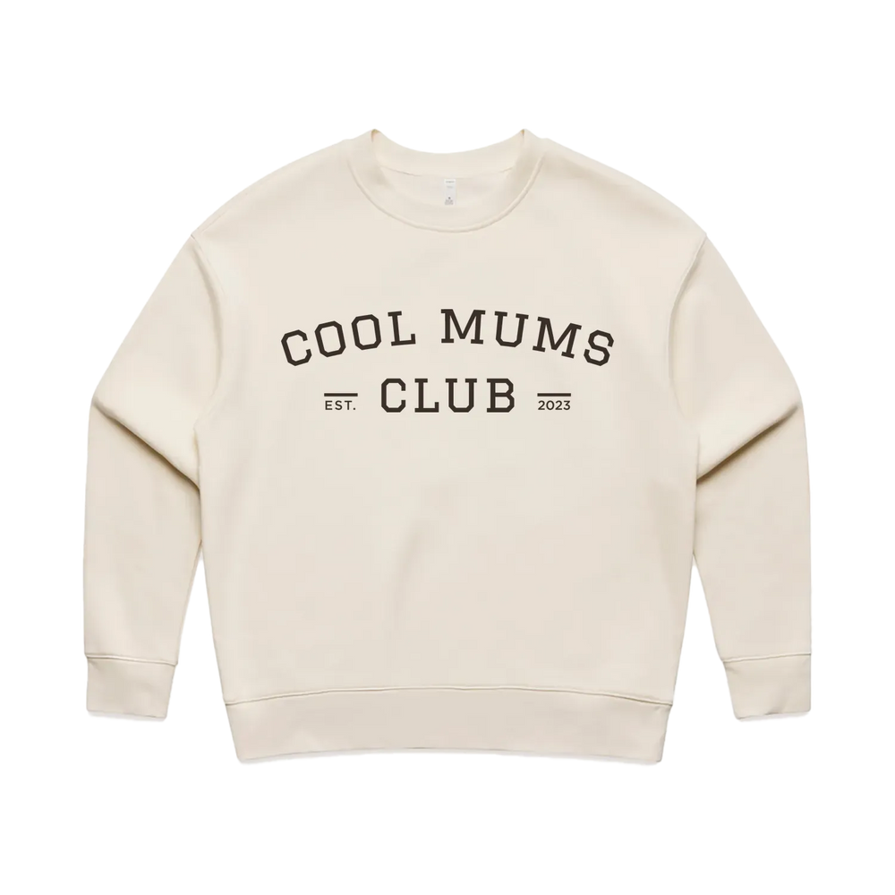 Premium women’s crew jumper with collegiate-style Espresso logo