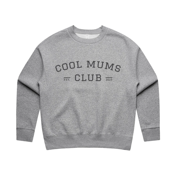 Varsity Logo Crew Sweatshirt with Washed Charcoal logo in Grey Marle