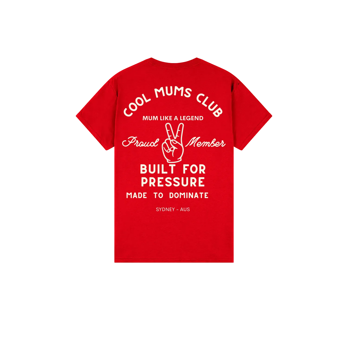 Cool Mums Club Built for Pressure Varsity Logo Tee - Hot Mum Red (Limited Edition)