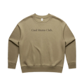 Sand oversized fleece crew featuring Cool Mums Club branding