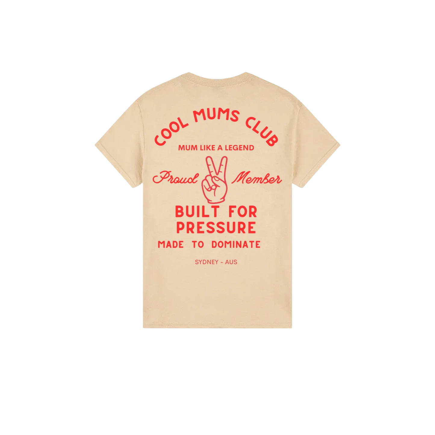 Cool Mums Club Built for Pressure Proud Member Varsity Logo Tee - Oat