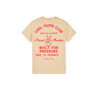 Cool Mums Club Built for Pressure Proud Member Varsity Logo Tee - Oat