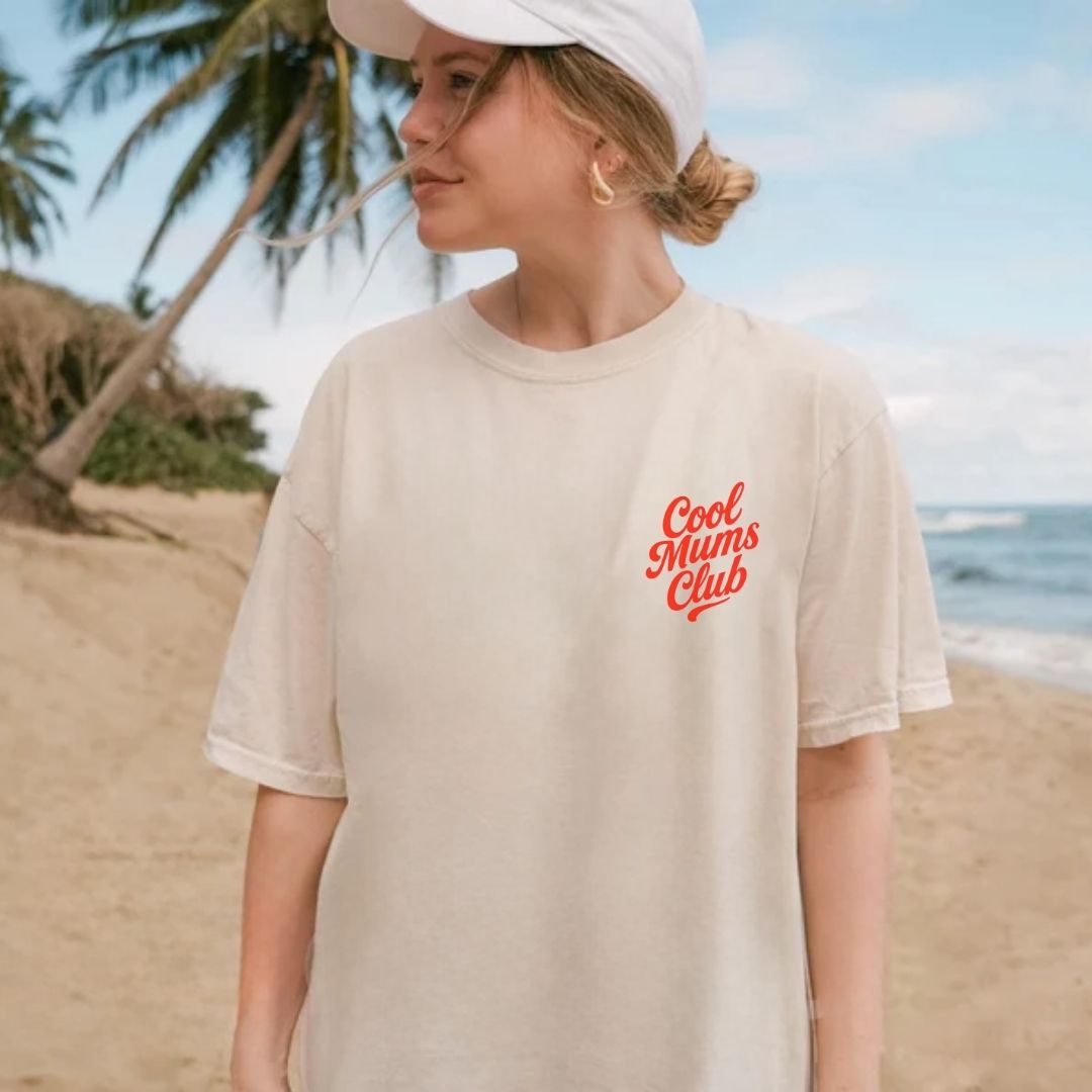 Cool Mums Club Signature Script Logo Tee - Oat