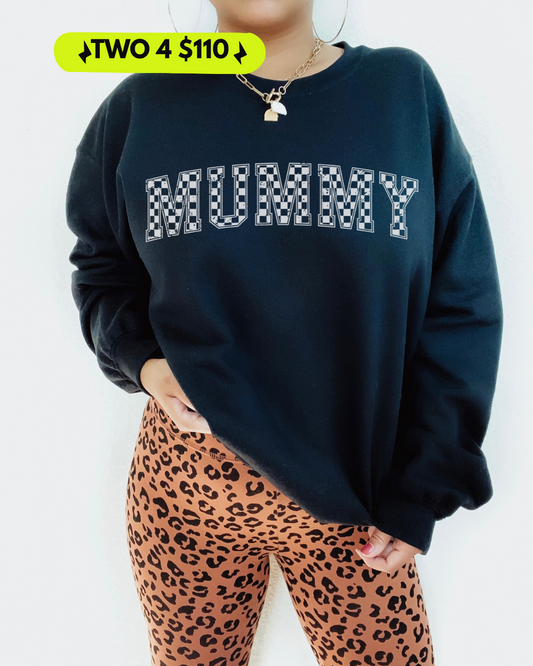MUMMY Checkered Sweatshirt – Classic, Cool, Comfy