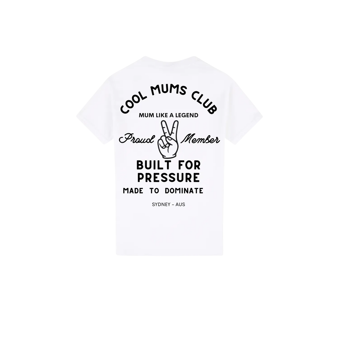 Cool Mums Club Built for Pressure Proud Member Varsity Logo Tee - Fresh White