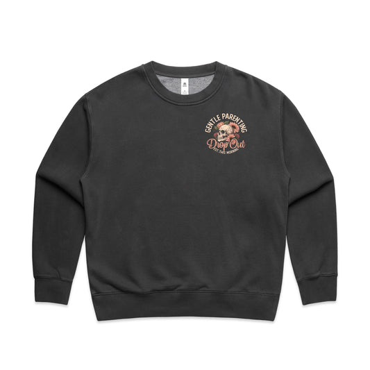 Gentle Parenting Drop Out – Faded Crew Sweater (Washed Black)