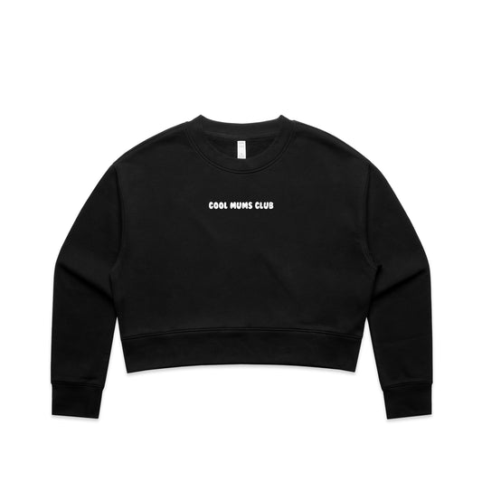 Mum Like A Legend Relax Crop Crew – Bone/Black with White Logo