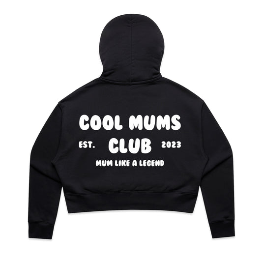 Mum Like A Legend Relax Crop Hood – Bone/Black with White Logo