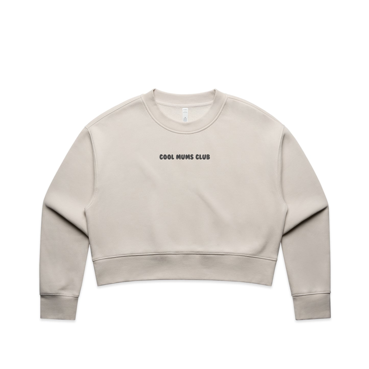 Mum Like A Legend Relax Crop Crew – Bone/Charcoal Logo