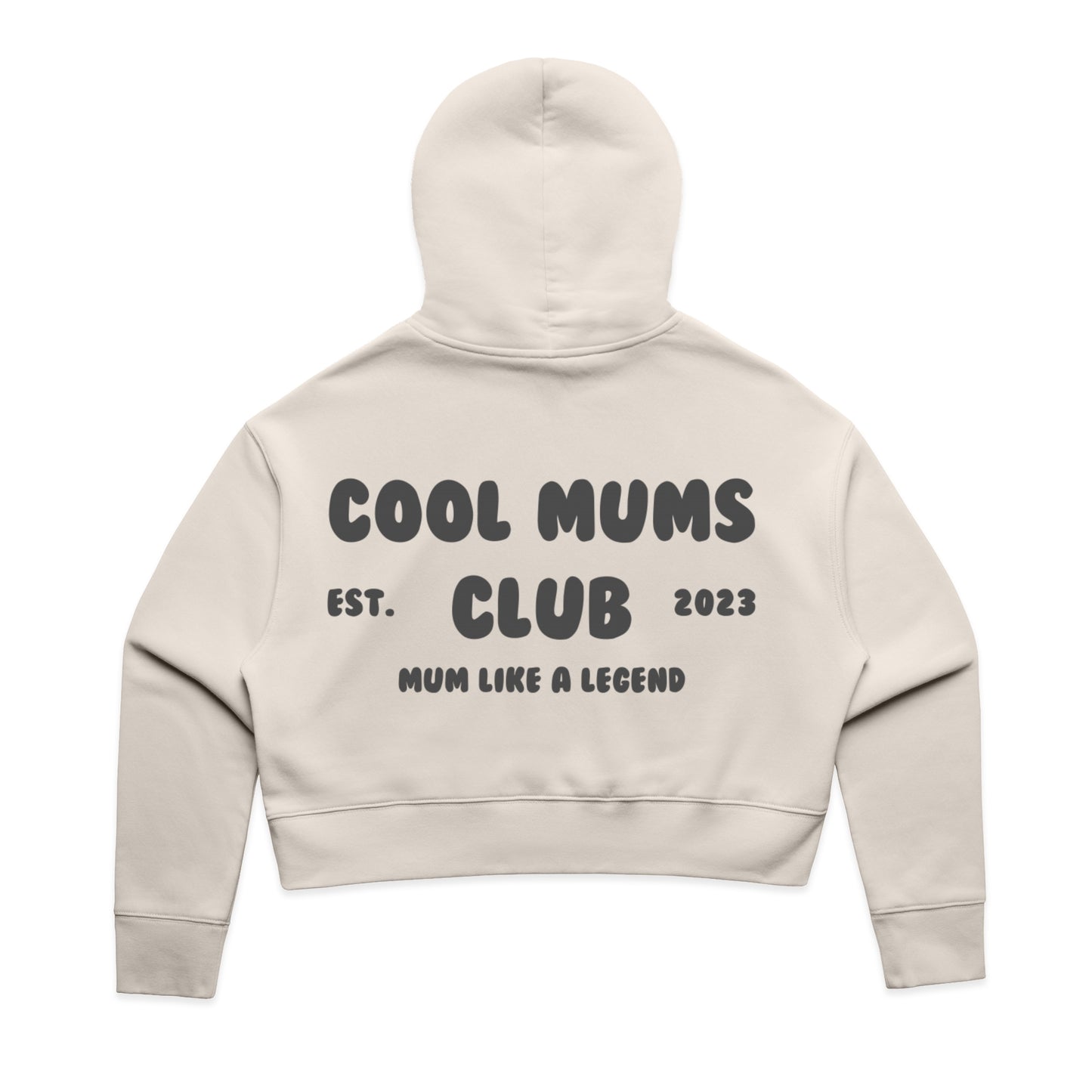 Mum Like A Legend Relax Crop Hood – Bone/Charcoal Logo