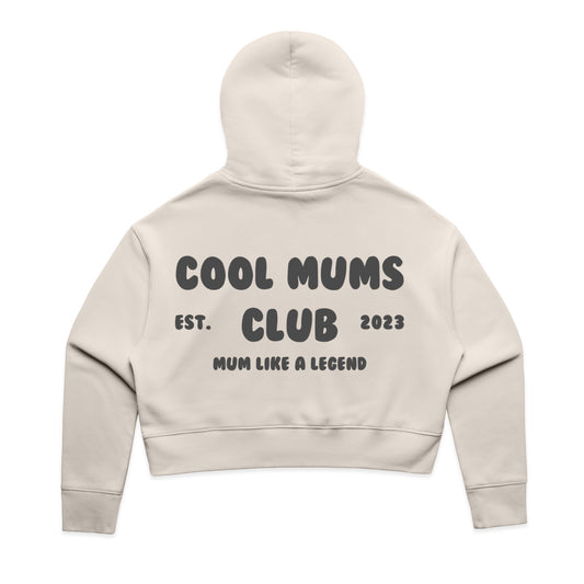 Mum Like A Legend Relax Crop Hood – Bone/Charcoal Logo