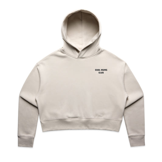 Mum Like A Legend Relax Crop Hood – Bone/Charcoal Logo